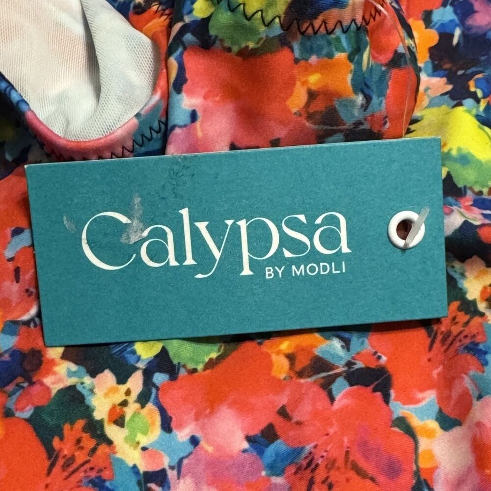 CALYPSA Maya Racerback Adjustable Side Tankini Floral Swim Suit Top NWT XL - Picture 6 of 7